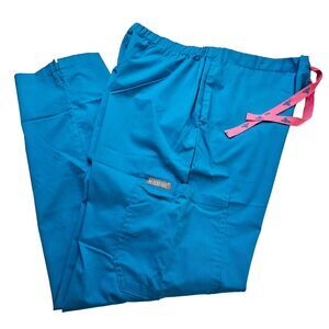 Med Couture Scrub Pants Womens Medium Turquoise Blue Cargo Pocket